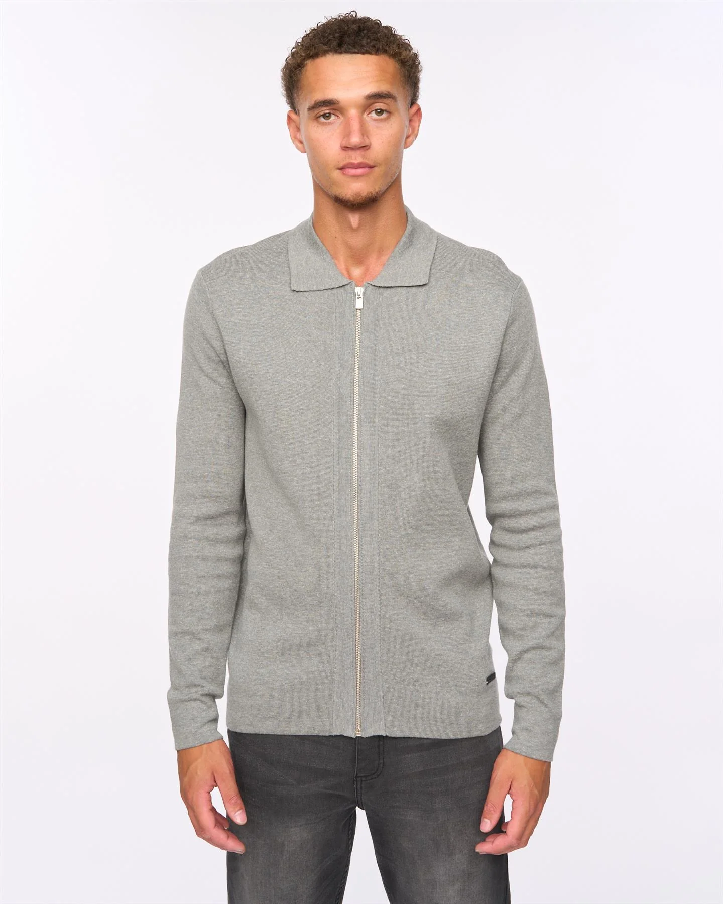 Melfi Zip Thru Knit Grey Marl